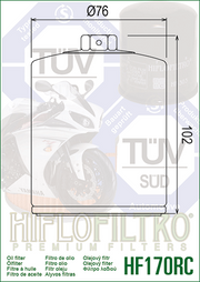 HifloFiltro High-Performance Racing Oil Filter - HF170BRC - Black