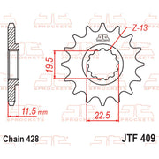 JT Sprockets Front Sprocket - JTF409.14 - 428 Pitch