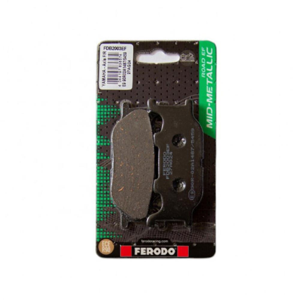 Ferodo Eco Friction Brake Pad FDB2003EF showing the black brake pad with metal backing plate, designed for vehicle braking systems.