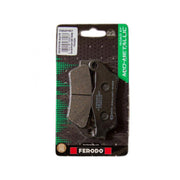 Ferodo Eco Friction brake pad FDB2018EF showing the black brake pad with metal backing plate and branding details