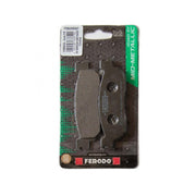 Ferodo Eco Friction brake pad FDB2083EF showing the black brake pad with mounting holes and friction material for vehicle braking.