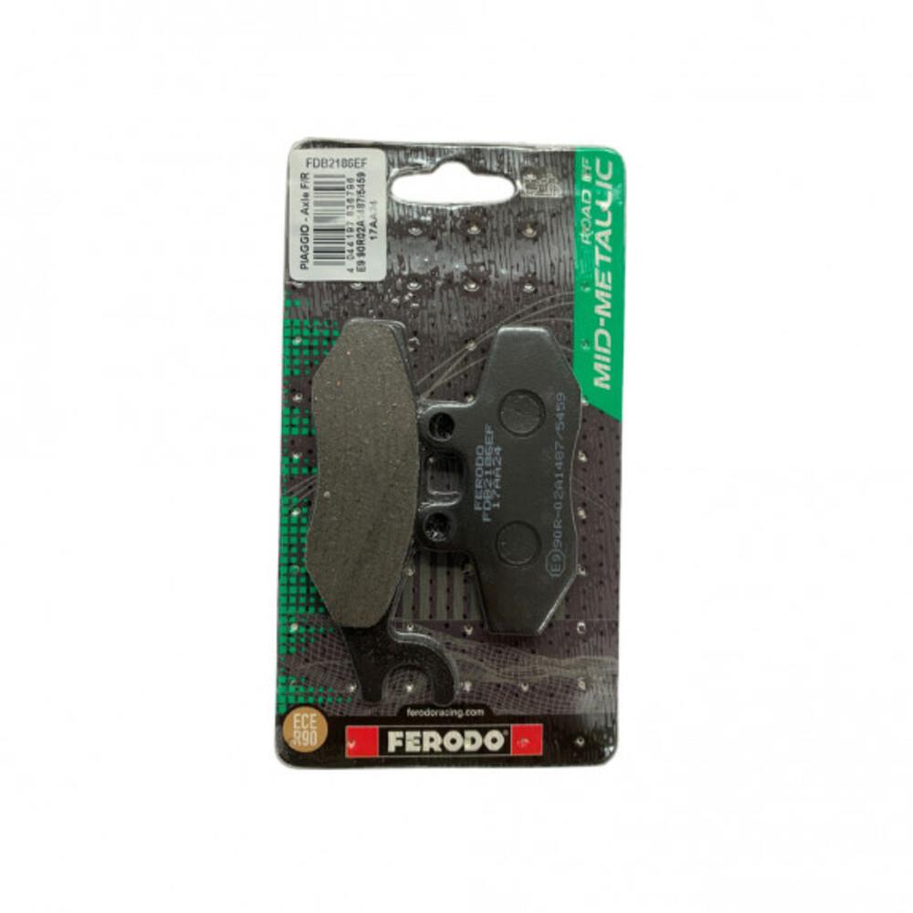 Ferodo Eco Friction brake pad FDB2186EF for vehicle braking system, showing the black brake pad with metal backing plate.