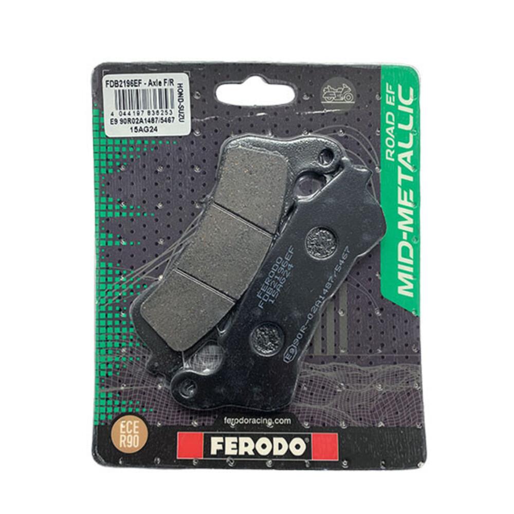 Ferodo Eco Friction brake pad FDB2196EF showing black brake pad with metallic backing plate for vehicle braking system
