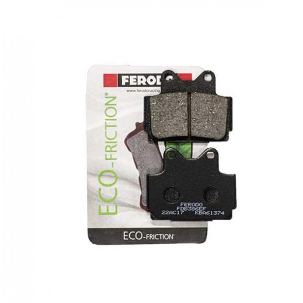 Ferodo Eco Friction brake pad FDB386EF, a close-up of the automotive brake pad with branding visible.
