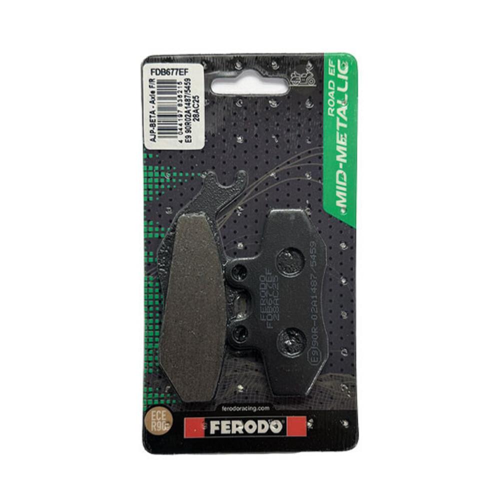 Ferodo Eco Friction brake pad FDB677EF with black friction surface and metal backing plate for vehicle braking system.