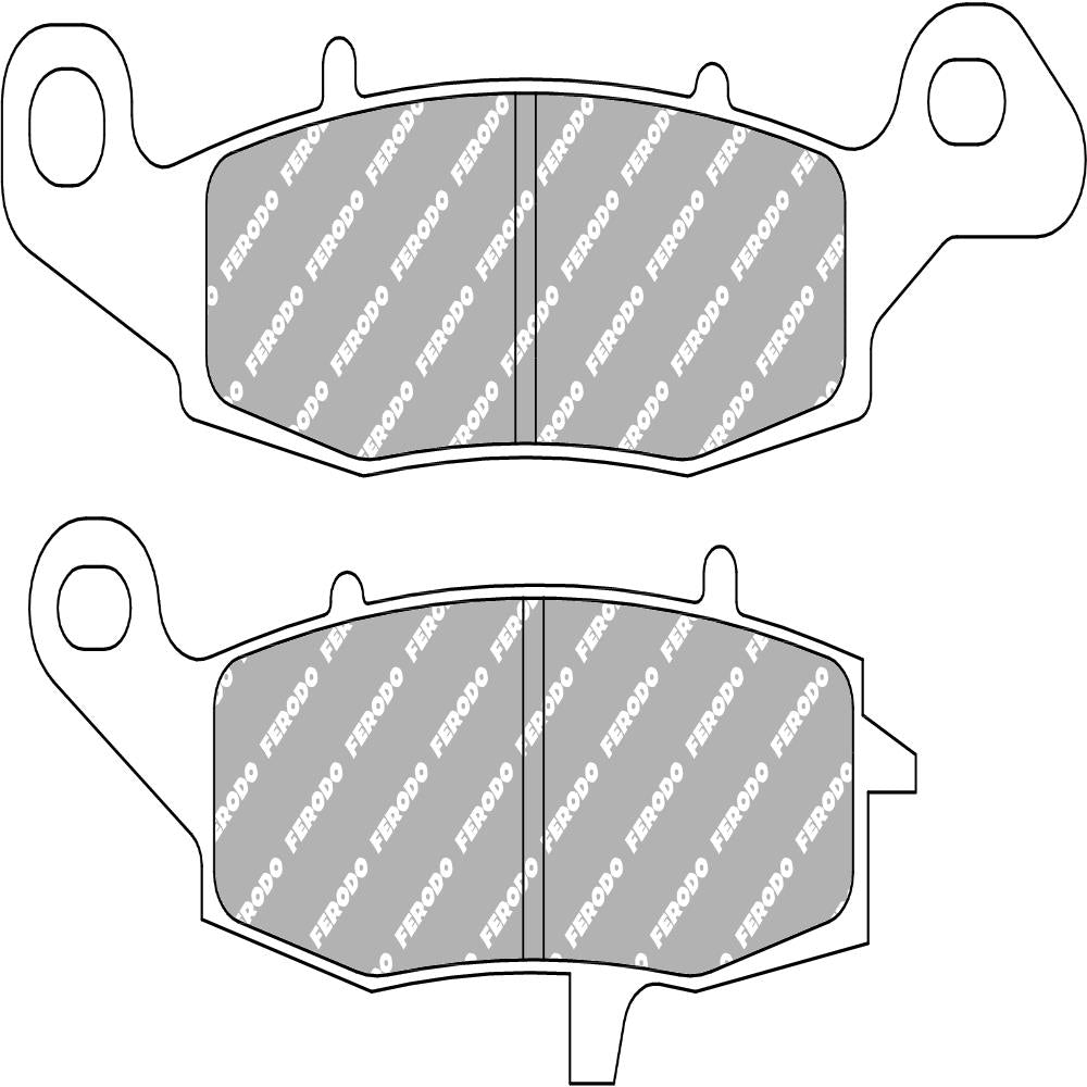 Ferodo Platinum Mid-Metallic ECO/EV brake pad with metallic friction material, designed for eco-friendly electric and hybrid vehicles.
