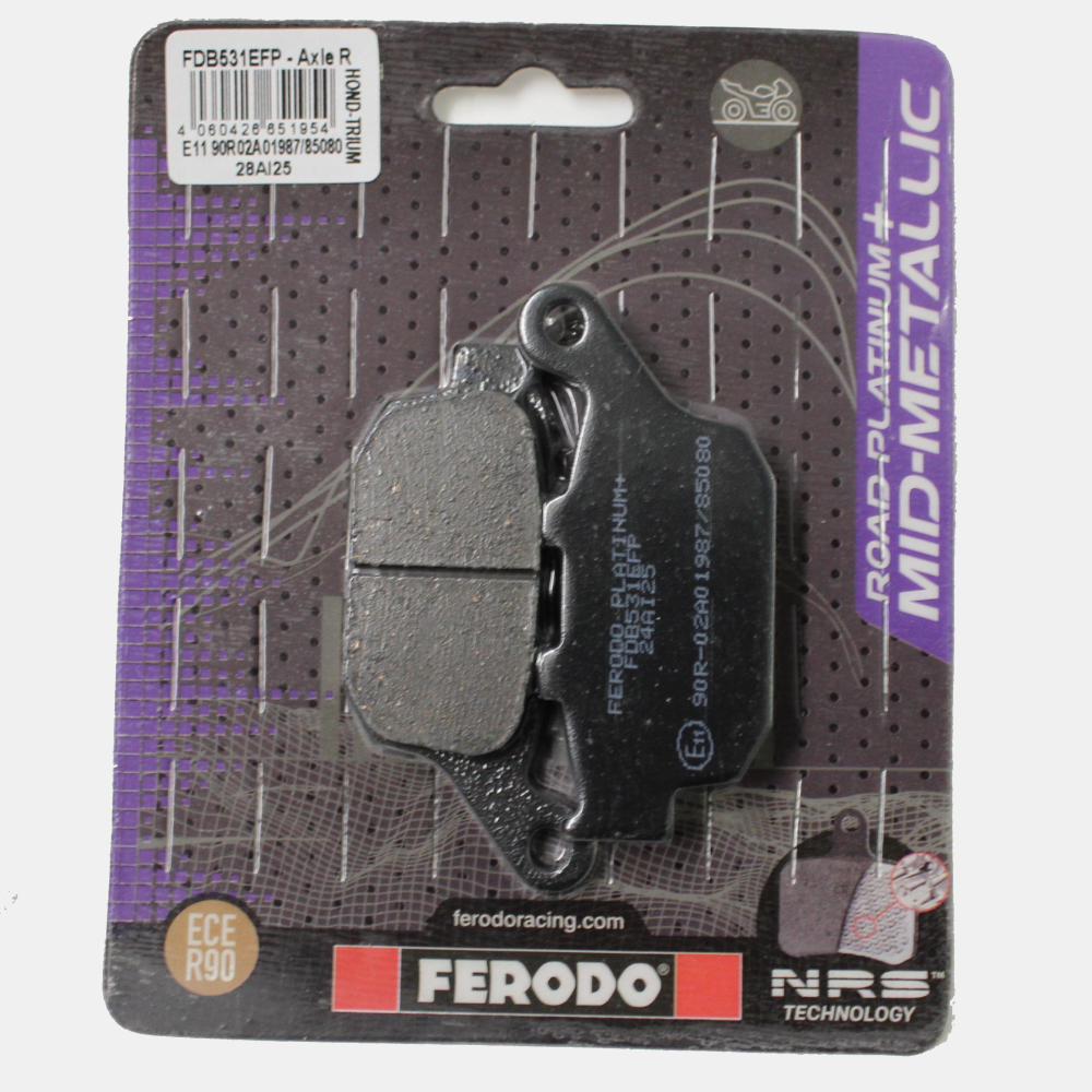 Ferodo Platinum Mid-Metallic ECO/EV Brake Pad FDB531EFP showing the rectangular brake pad with mounting tab and friction surface.