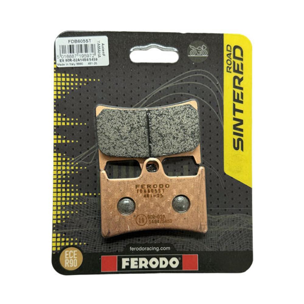 Ferodo Sintered Brake Pad FDB605KST with FA252HH and FA380HH brake pad components, showing detailed metallic surface.