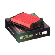 Hiflofiltro HFA1209 air filter for motorcycle, showing the clean, rectangular filter element with rubber edges