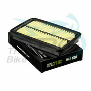 HifloFiltro HFA3621 air filter for motorcycle or ATV engine, showing the clean, rectangular filter element with plastic frame.