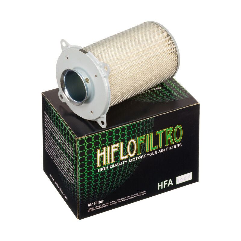 HifloFiltro HFA3909 air filter designed for motorcycle engines, featuring a durable filter element and black plastic frame.