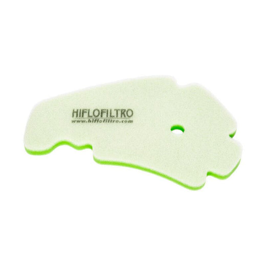 HifloFiltro HFA5201DS air filter for motorcycle engine, showing the clean, pleated paper filter element.