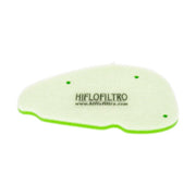 HifloFiltro HFA6107DS air filter for motorcycle, cylindrical shape with foam and rubber frame, designed for engine filtration.