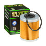 Hiflofiltro Premium Oil Filter HF157 shown, designed for motorcycle engine oil filtration with durable construction and precise fit.