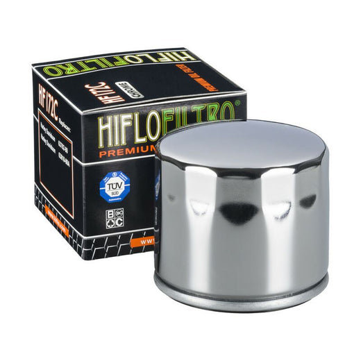 Hiflofiltro Premium Oil Filter - HF172C - Chrome