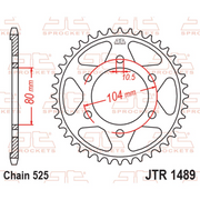 Black zinc rear sprocket by JT Sprockets, model JTR1489.41ZBK, for 525 pitch motorcycle chain, shown in a close-up view.