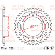Black zinc rear sprocket from JT Sprockets, JTR17.46ZBK model, featuring durable metal construction and gear teeth for motorcycle use.