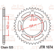 JT Sprockets rear sprocket JTR1074.44 with multiple teeth, made of durable metal for motorcycle or dirt bike drivetrain.