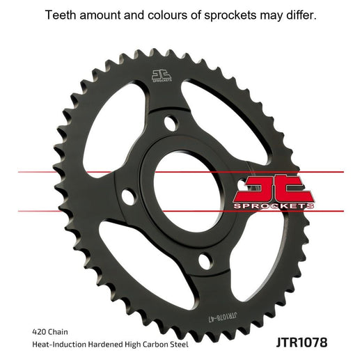 Rear JT Sprockets JTR1078.60 motorcycle sprocket with 420 pitch, featuring durable steel construction and gear teeth.