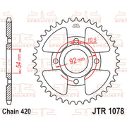 JT Sprockets rear sprocket JTR1078.60 for 420 pitch, featuring durable metal construction and precise gear teeth.