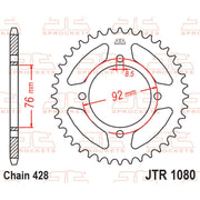 Rear sprocket by JT Sprockets, model JTR1080.39, showing the metal sprocket with gear teeth for motorcycle or dirt bike.