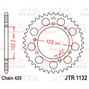 JT Sprockets rear sprocket JTR1132.48, black steel motorcycle sprocket with evenly spaced teeth for durable performance.