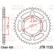 JT Sprockets rear sprocket JTR1133.53, durable motorcycle sprocket with gear teeth and black finish, designed for reliable performance.