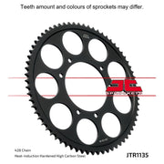 JT Sprockets rear sprocket JTR1135.69, black metal motorcycle sprocket with gear teeth for durable performance.