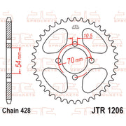 Rear sprocket for motorcycle, JT Sprockets JTR1206.44, 428 pitch, durable steel construction for optimal performance.
