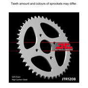 Rear sprocket from JT Sprockets JTR1208.44 for motorcycles, featuring durable steel teeth and a silver finish.