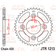 JT Sprockets rear sprocket JTR1213.37 with metal teeth, black finish, designed for motorcycle drive systems.