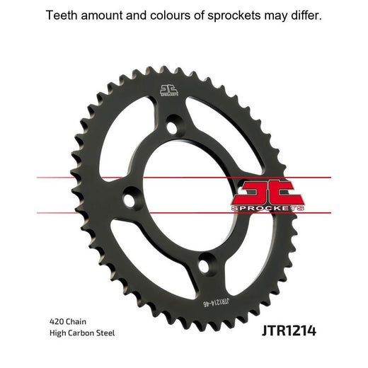 Rear sprocket JTR1214.47 by JT Sprockets, showing silver metal construction with gear teeth for motorcycle or dirt bike.