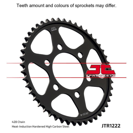 Rear JT Sprockets JTR1222.47 428 pitch sprocket with teeth and metal construction for motorcycle or ATV.