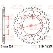 Rear sprocket by JT Sprockets, model JTR1229.40, shown in a close-up view highlighting the sprocket teeth and metal finish.