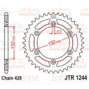 JT Sprockets rear sprocket JTR1244.52 with 428 pitch, featuring durable metal construction and standard mounting for motorcycles.