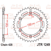 Rear JT Sprockets JTR1249.51 rear sprocket for 428 pitch, made by JT Sprockets, with a durable metal finish and gear teeth.