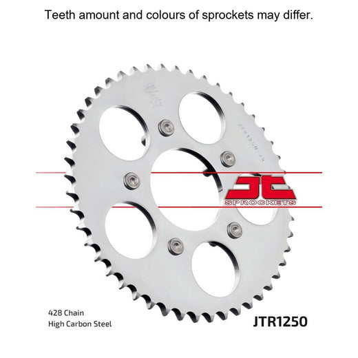 Rear sprocket JT Sprockets JTR1250.56 with teeth and mounting holes, made of durable metal, designed for motorcycle chain drive systems.