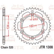 Rear sprocket from JT Sprockets JTR1308.42, showcasing the metal sprocket with gear teeth for motorcycle or bike drivetrain.
