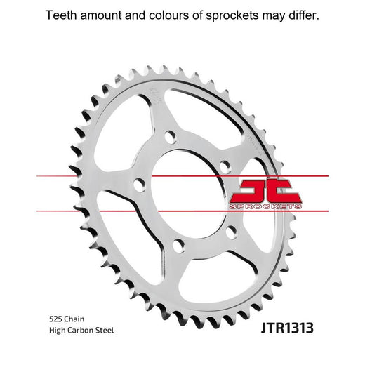 Rear JT Sprockets JTR1313.40 motorcycle sprocket with black finish and durable metal construction, designed for optimal performance.