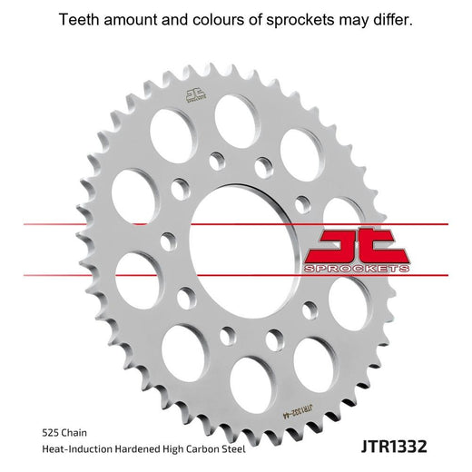 Rear JT Sprockets JTR1332.47 525 pitch sprocket with evenly spaced teeth and metallic finish, designed for motorcycle chains.