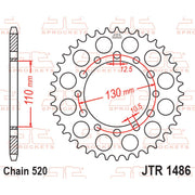 JT Sprockets rear sprocket JTR1486.42 for 520 pitch, showing the metal sprocket with teeth and branding details.