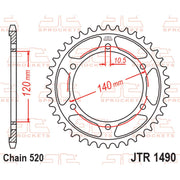 Rear JT Sprockets JTR1490.44 sprocket with durable metal construction and precise tooth design for motorcycle performance.
