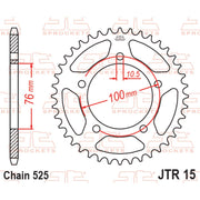 JT Sprockets rear sprocket JTR15.42, metallic with teeth, designed for motorcycle drivetrain performance.