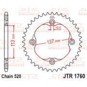 Rear JT Sprockets JTR1760.38 sprocket with 520 pitch, showcasing the durable metal construction and gear teeth design.