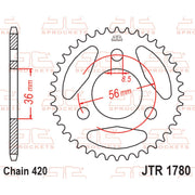 Rear JT Sprockets JTR1780.28 sprocket for motorcycle, featuring durable metal construction and gear teeth for optimal performance.