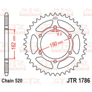 Rear sprocket from JT Sprockets JTR1786.46, showing the black metal sprocket with teeth for motorcycle drivetrain.