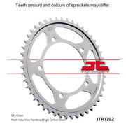 Rear sprocket for motorcycle by JT Sprockets, model JTR1792.41, with metal teeth and durable design for optimal performance.