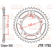 Rear sprocket by JT Sprockets, model JTR1792.41, featuring durable metal construction and gear teeth for motorcycle drivetrain.