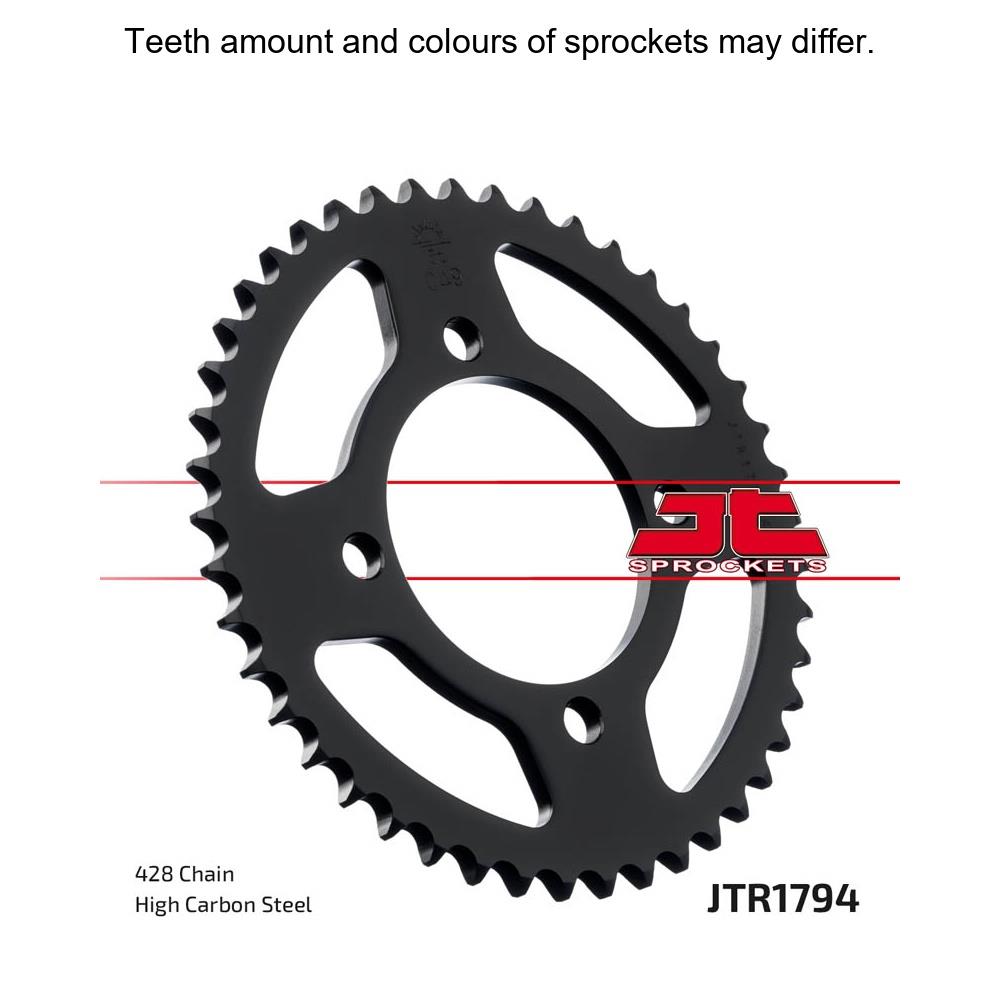 JT Sprockets rear sprocket JTR1794.45, black metal motorcycle sprocket with evenly spaced teeth for optimal performance.