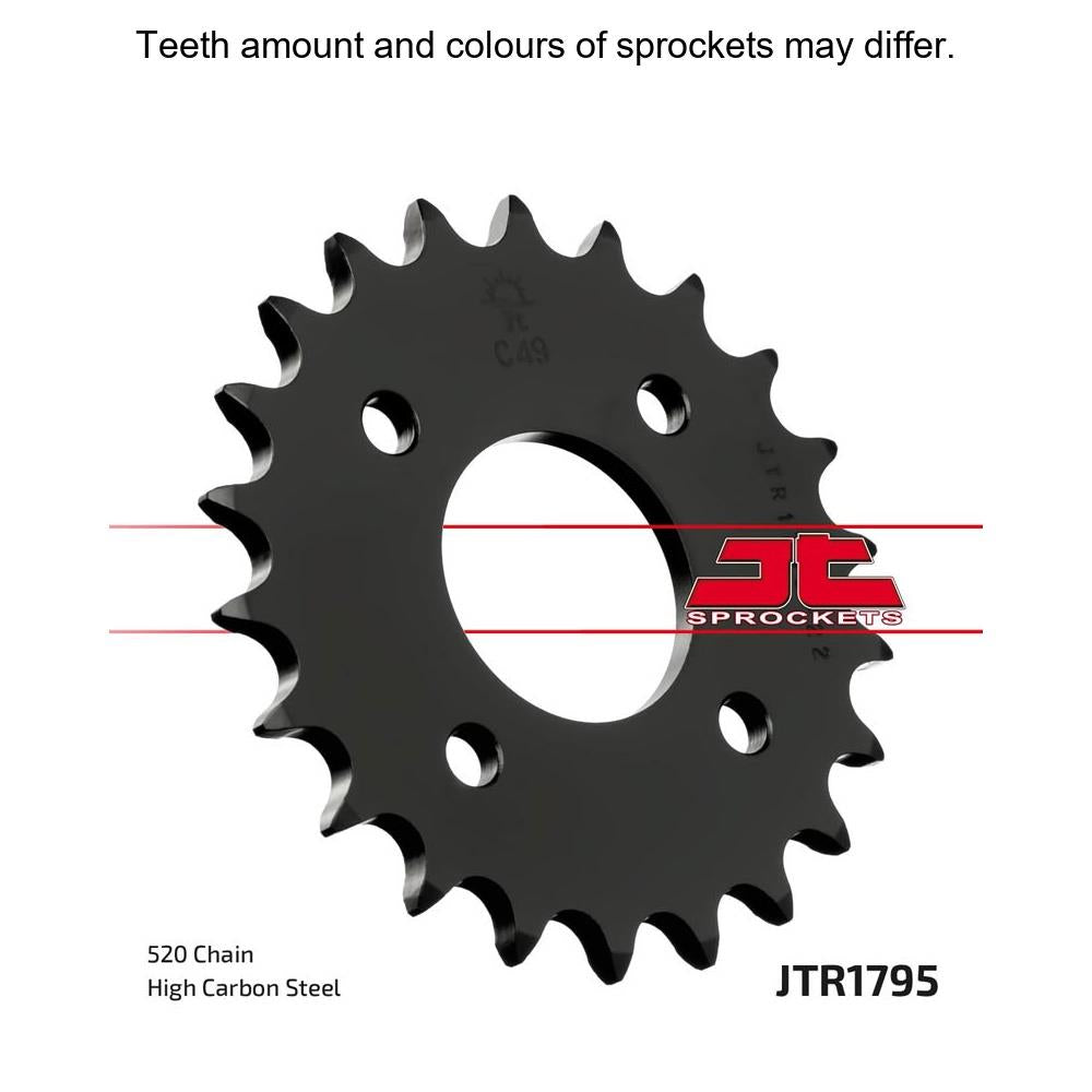 JT Sprockets rear sprocket JTR1795.24 for 520 pitch, showcasing the metal sprocket with teeth designed for motorcycle chain drive.